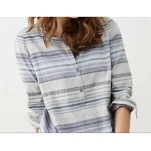 J. JILL‎ Gray Purple Brushed Cotton/Flannel Long Sleeves Popover Tunic Med
